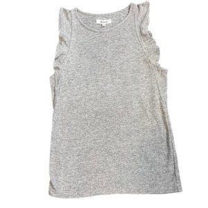 Madewell Ruffle Sleeve Sparkly Gray Tank Top Size XXS